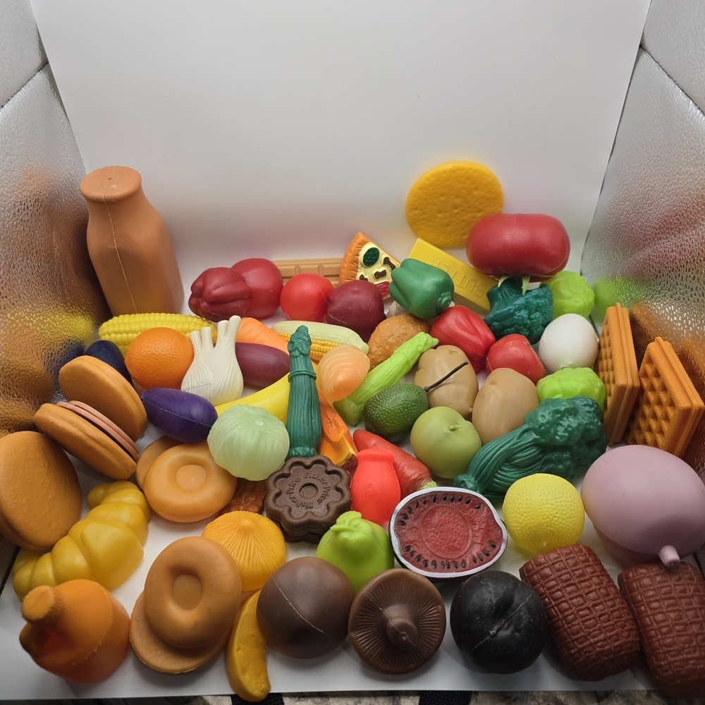 Vintage Plastic Food Items Lot Of 67 Fruit, Veggies Ect